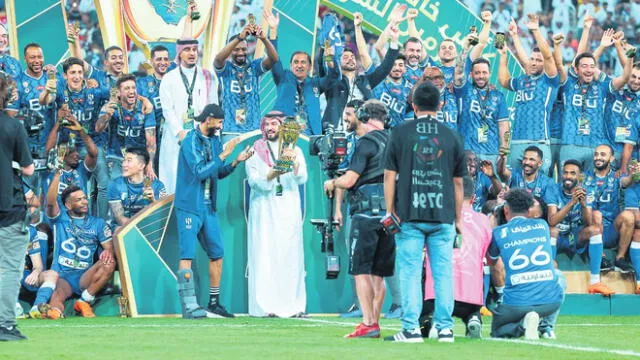 Un título más. La celebración del Al Hilal tras angustiante disparos desde los doce pasos. Foto: difusión