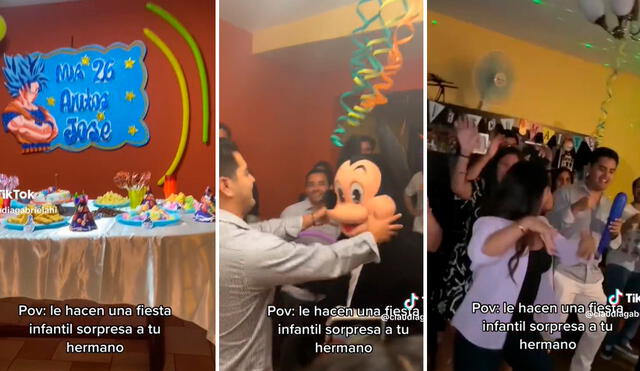 Amigos y familiares del muchacho disfrutaron de esta peculiar celebración. Foto: composición LR / capturas de TikTok / @claudiagabrielahi