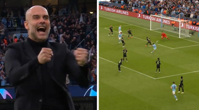 'Pep' Guardiola celebra el gol de Bernardo Silva en Manchester City vs. Real Madrid. Foto: composición LR/captura de ESPN - Video: ESPN