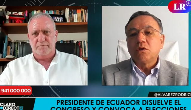Augusto Álvarez Rodrich dialogó con un especialista sobre la disolución de la asamblea en Ecuador. Foto: captura/Claro y directo - Video: Claro y directo
