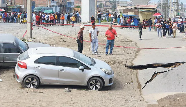 Zona afectada. Según los vecinos de Peralvillo, el hundimiento del suelo empezó hace meses. Dieron aviso, pero no fueron escuchados por la empresa Cosco Shipping Ports Chancay Perú S.A. Foto: Andina
