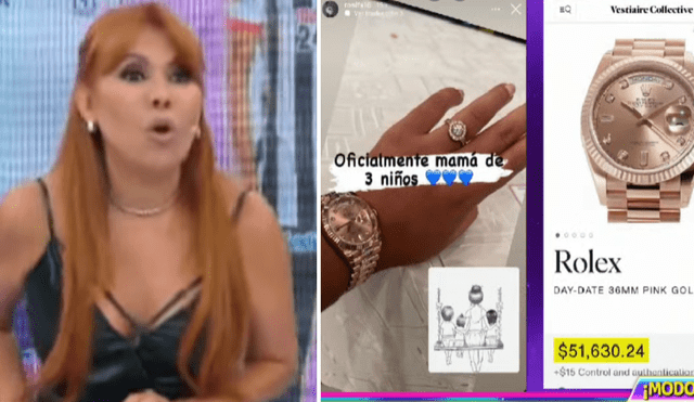 Rosa Fuentes lució lujoso reloj en la revelación de sexo de su bebé. Foto: captura de ATV - Video: ATV