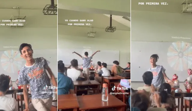 Joven alborota salón de clases con su pasarela. Foto y video: @angheltrujillo.