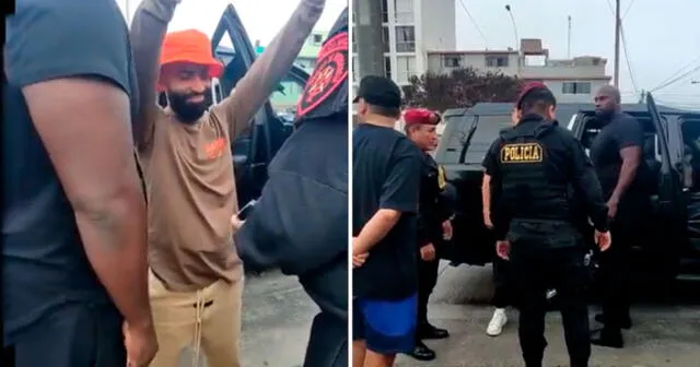 Arcángel fue grabado siendo intervenido por la policía en una de las calles de Lima. Foto: captura/Twitter - Video: Twitter