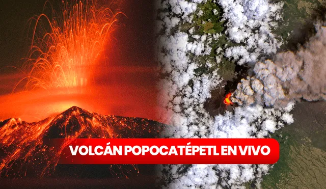 Sigue en vivo las últimas noticias del Volcán Popocatépetl en México. Foto: composición LR/AFP/@SkyAlertMx