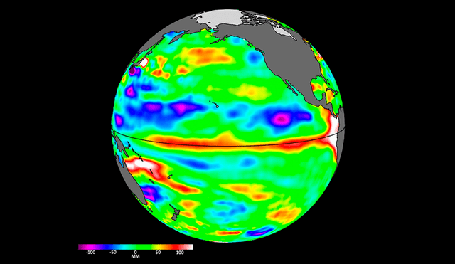 Datos del satélite Sentinel-6 Michael Freilich muestran aguas más altas y cálidas. Imagen: NASA