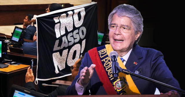 Guillermo Lasso se dirigió en mensaje a la nación para hablar sobre la disolución de la Asamblea Nacional de Ecuador. Foto: composición LR /AFP