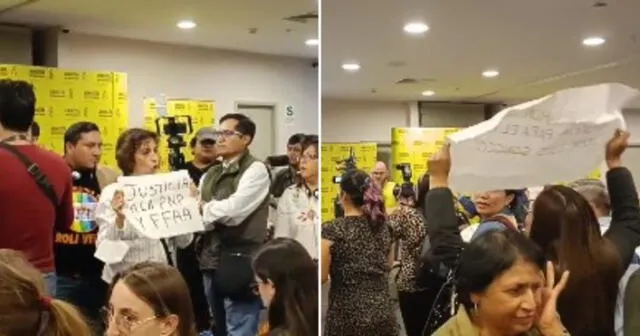 Los violentistas interrumpieron la exposición de la Amnistía Internacional. Foto: composición LR/Twitter/Graciela Tiburcio