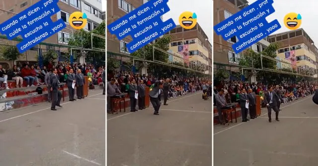 Otro profesor también lo acompañó a bailar por unos minutos. Foto: composición LR / capturas de TikTok / @EdwinBombillaGuerrero