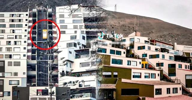 Así funciona el elevador ubicado en Surco. ¿Cuántas personas pueden ingresar? Foto: composición de Gerson Cardoso/Bella Alvites/La República/TikTok