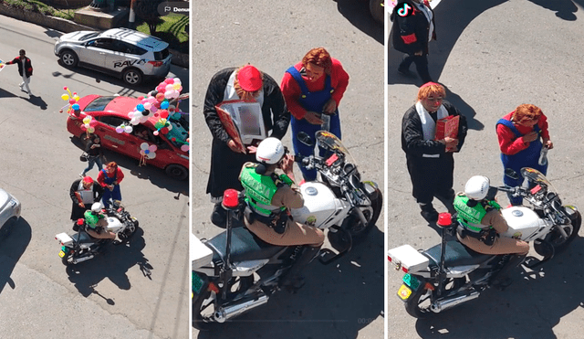 Como siempre, los payasitos pusieron la gota de humor en el evento. Foto: composición LR/TikTok/@Aventurero.biker