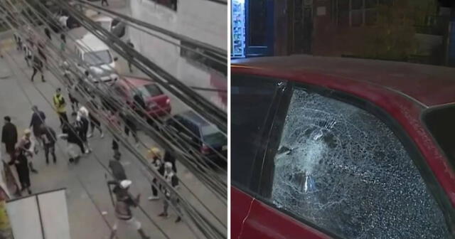 Supuestos barristas de Alianza Lima vandalizaron autos estacionados en un calle de Ate. Foto: América TV