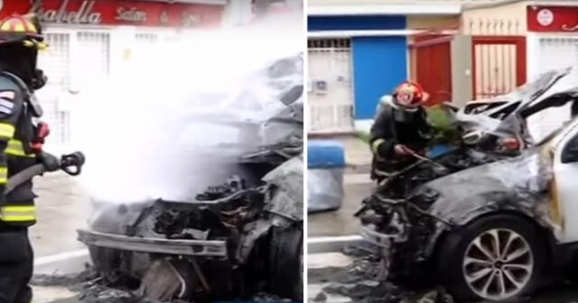 La explosión del carro sería por una falla eléctrica. Foto: capturas Panamericana | Video: Latina