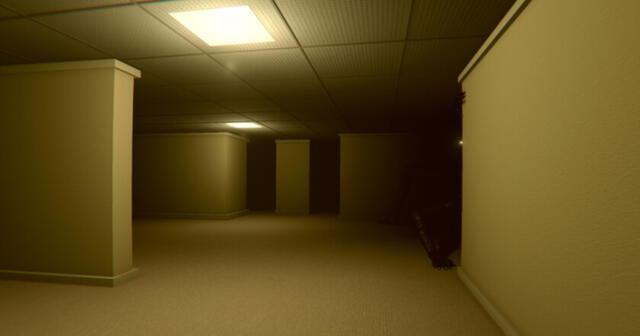 Típicamente, los Backrooms lucen como espacios vacíos y oscuros. Foto: 3D juegos