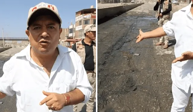 Arturo Fernández indicó que la pista dañada aún no tiene 7 años de haber sido construida. Foto y video: Arturo Fernández/Facebook