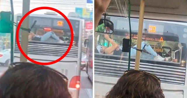 Video de joven echada en vehículo de Metropolitano asombró a varios cibernautas. Foto: composición LR/ TikTok / @msxae25