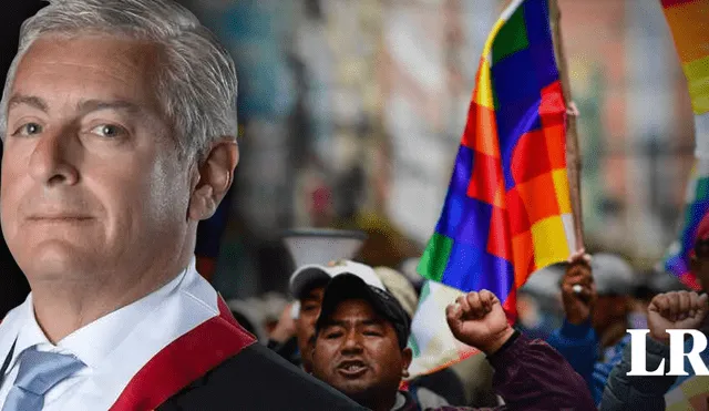 Lizarzaburu comparó la bandera que representa a la cultura andina con un "mantel de chifa". Foto: composición de Fabrizio Oviedo/La República/Congreso - Video: Congreso