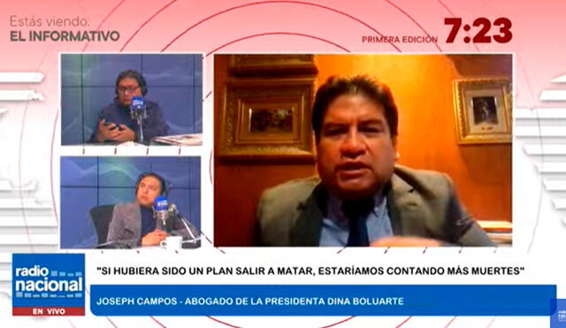 Joseph Campos anunció que pedirá la exclusión de Dina Boluarte de la investigación fiscal en relación con las muertes en protestas. Foto y video: Radio Nacional