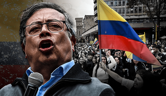 Gustavo Petro habló ante una multitud que manifestaba a su favor en Bogotá. Foto: composición LR/AFP/EFE