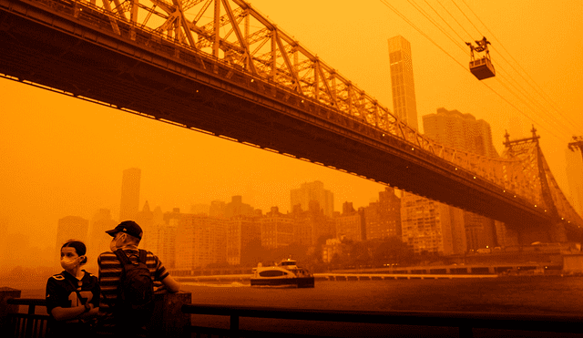 Debido a los incendios forestales en Canadá, Nueva York tiene una gran cantidad de humo. Foto: AFP