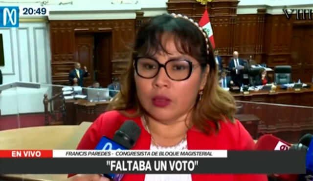 La congresista votó a favor de la reconsideración de la votación que solicitó Hernando Guerra García; sin embargo, en su cuenta de Twitter dijo que fue un error. Foto y video: Canal N