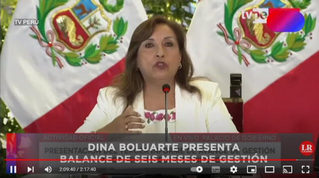 Dina Boluarte asegura que ya hay calma en el Perú. Foto: captura/La República/YouTube - Video: La República/YouTube