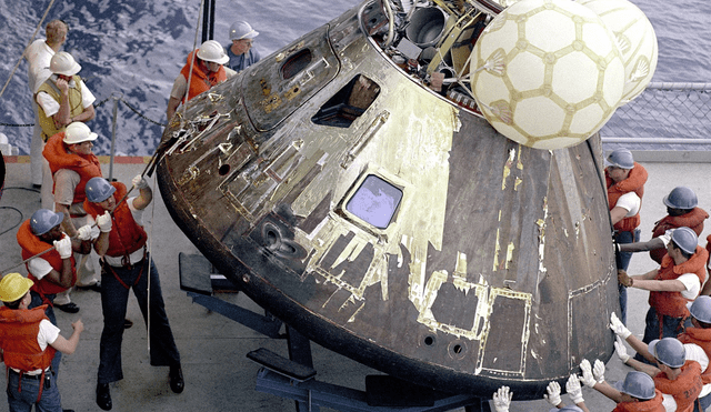 Las únicas naves que se recuperan públicamente son las de las misiones espaciales, como esta cápsula de la NASA. Foto: NASA