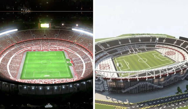 Este timelapse muestra la asombrosa transformación del Monumental en Minecraft. Entra, descarga la creación y vive la experiencia del estadio de River Plate en un mundo virtual. Foto: TyCSports/YouTube