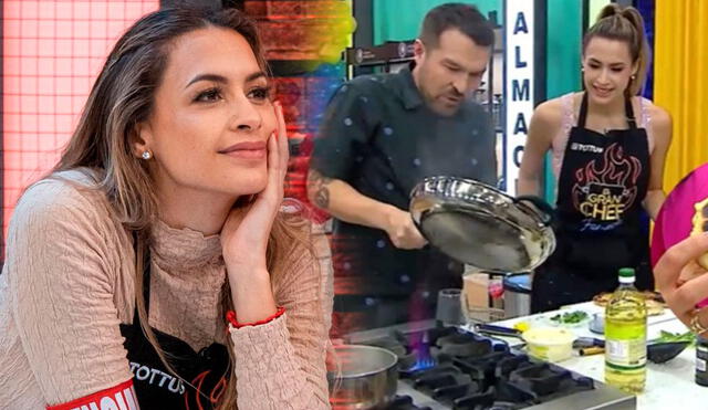 Milett Figueroa es competidora de "El gran chef: famosos" y Giacomo es el jurado. Foto: captura de Latina