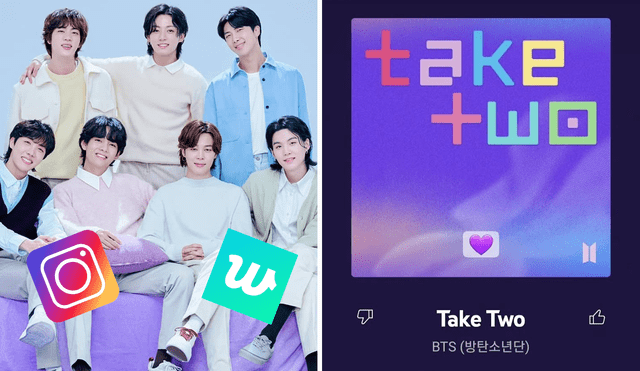 Los integrantes de BTS sorprendieron al fandom ARMY con mensajes en sus redes sociales por el estreno de "Take two". Foto: composición LR/BIGHIT/Instagram