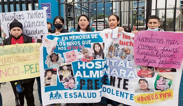 Reclamo. Padres piden acciones al Gobierno para que los niños con cáncer tengan mejor atención como la ley lo estipula. Foto: difusión