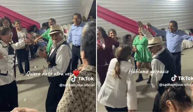 Pareja de adultos mayores se roba el show en fiesta. Foto: composición LR/@sadhamjose.oficial - Video: @sadhamjose.oficial