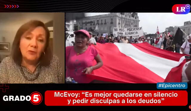 Carmen McEvoy también habló sobre las ideologías extremistas en el Perú que han llegado a gobernar. Foto/Video: Grado 5 - La República +