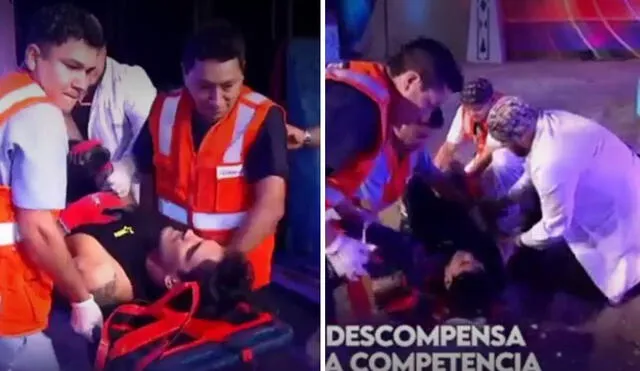 Israel Dreyfus tuvo que ser atendido por los paramédicos del programa. Foto: captura de América TV - Video: América TV