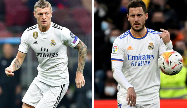 Toni Kroos y Eden Hazard fueron compañeros en Real Madrid desde el 2019, cuando el belga fue fichado. Fot: composición/AFP