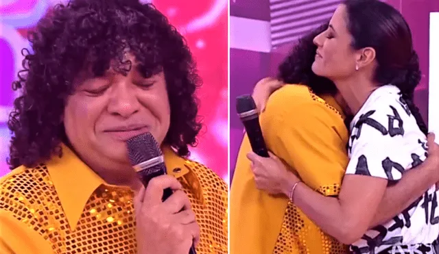 María Pía Copello no dudó en abrazar a Carlos Vílchez tras mostrarse conmovido. Foto: composición LR/captura de América TV - Video: América TV