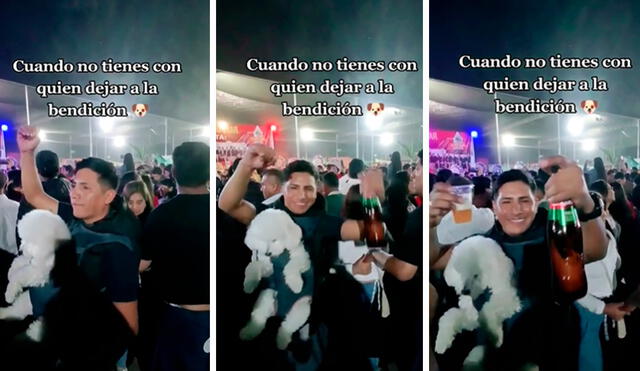 Los cibernautas elogiaron la responsabilidad del joven con su mascota. Foto: composición LR / capturas de TikTok / @CarolinaLeonCarde