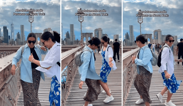 Las jóvenes mostraron lo mejor de la música peruana en un puente de Nueva York. Foto: composición LR/@Anapaulachavezc/TikTok