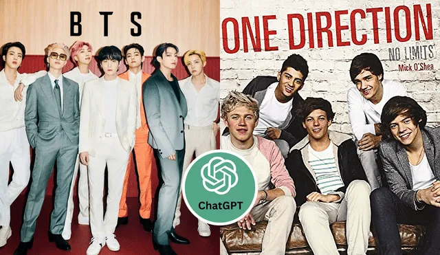 BTS y One Direction son dos de los grupos pop más famosos de todos los tiempos, pero ChatGPT eligió solo a uno. Foto: composición LR/BIGHIT/Syco Records