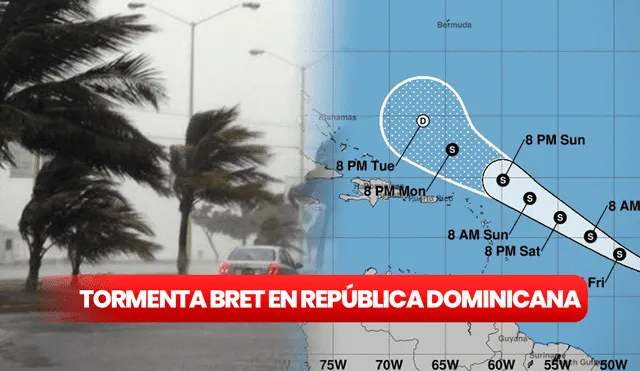 La Onamet y el COE comenzaron a generar alertas por la tormenta Bret que afectará varias provincias de República Dominicana. Foto: Onamet/composición LR