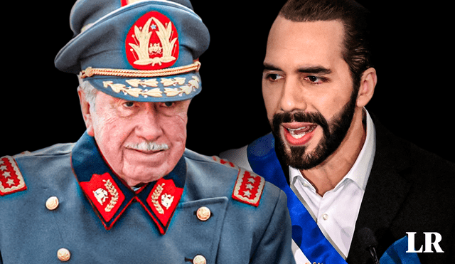 Referentes de la derecha latinoamericana, el dictador Augusto Pinochet y el represor Nayib Bukele. Foto: composición Alvaro Lozano/AFP