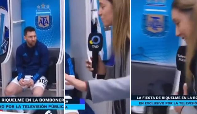 Lionel Messi 'desapareció' segundos antes de que Sofía Martínez pudiera entrevistarlo. Foto: captura de TV Pública | Video: TV Pública