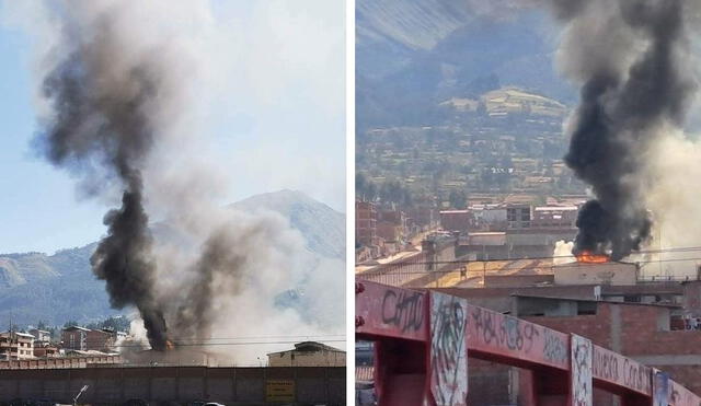 Incendió se registró al promediar las 10.00 de la mañana. Foto: Composición LR / Facebook Wollay Qosco / Facebook LR Noticias en Cusco - Video: Cusco En Portada/Twitter