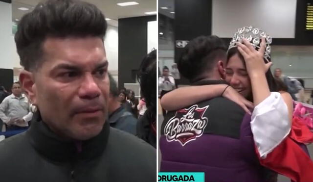 Carlos Barraza se emociona hasta las lágrimas al reencontrarse con su hija Gaela. Foto: composición LR/captura/Willax TV