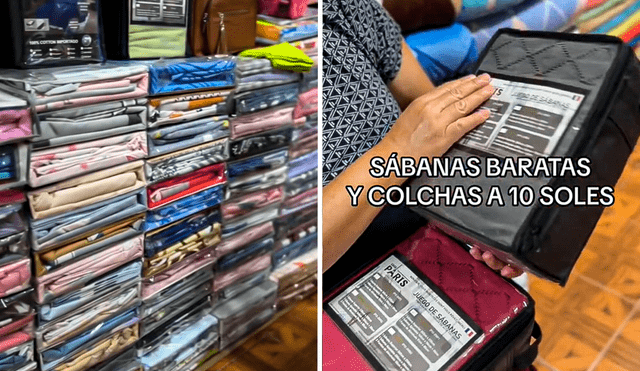 Aquí encontrarás sábanas y colchas a precios baratos. Foto: composición LR/captura de TikTok/@PeruvianStreet