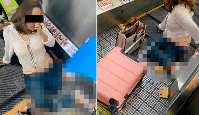 La mujer tropezó con su maleta y su pierna se enganchó con la cinta mecánica, por lo que fue succionada. Foto: Daily Mail
