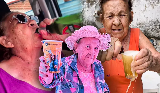 Doña Rosa se ha vuelto viral en TikTok, Instagram y otras redes sociales por sus curiosos videos en los que bebe cerveza. Foto: composición LR/Ramom Arrais/Instagram
