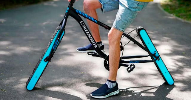 Así luce la bicicleta 'sin ruedas' creada por este inventor. Foto: The Q