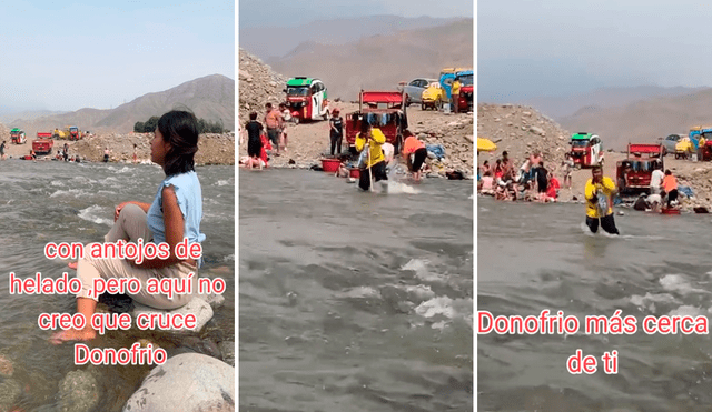 Al estilo de Moisés, heladero de D’Onofrio cruza el río con su 'báculo' de madera