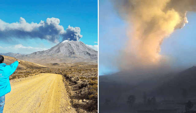 Explosión de gases tóxicos en el volcán Ubinas. Foto: composición LR/IGP